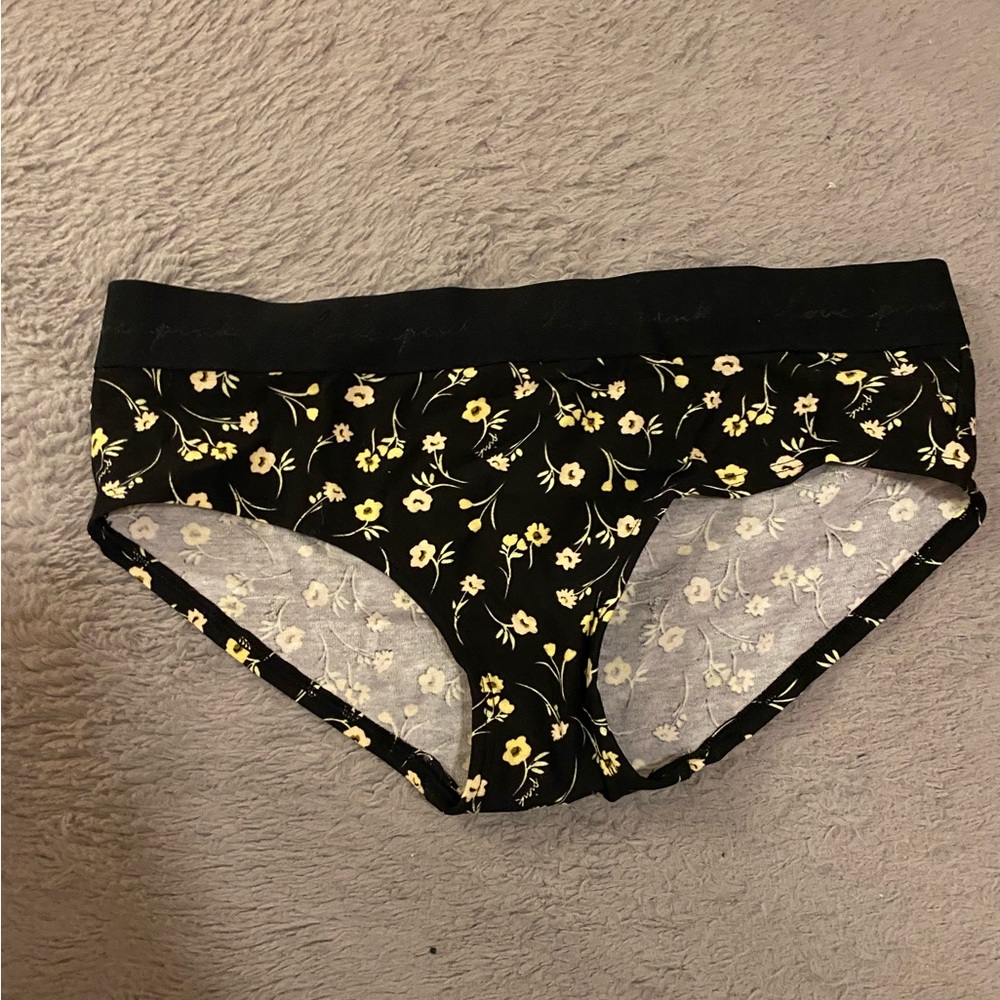 PINK Black w/ Yellow Floral Hipster Panty
